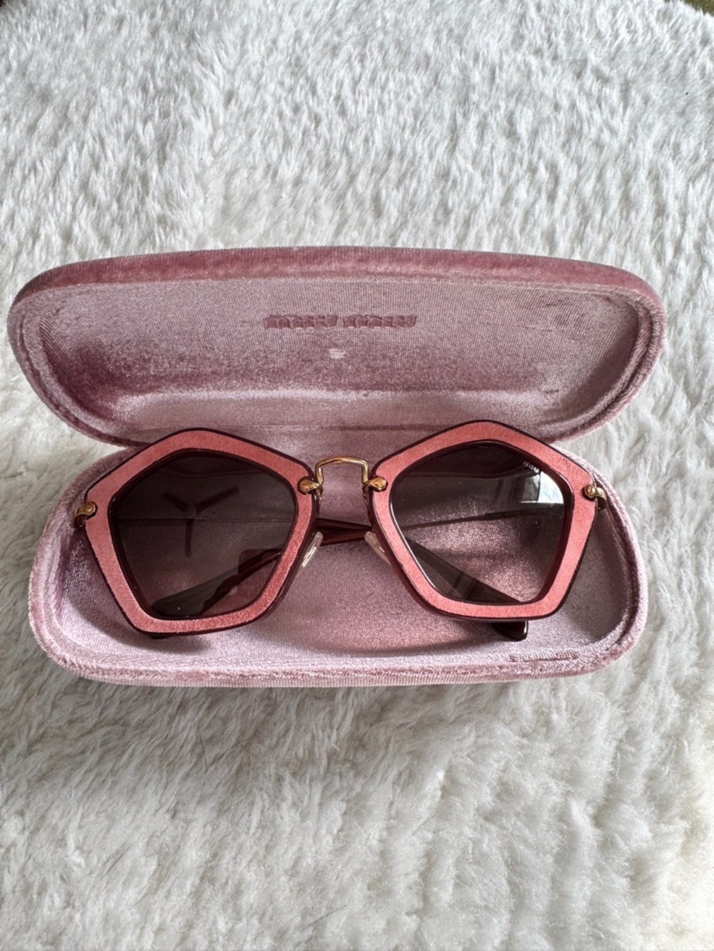Miu Miu Pink Hexagonal Sunglasses